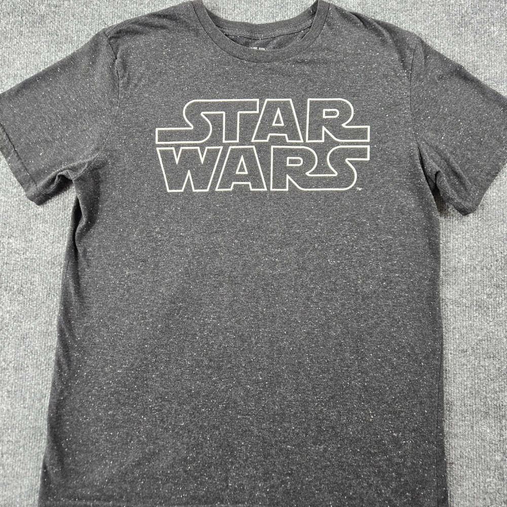 Star Wars Graphic Tee Mens Large Charcoal Grey โ Heathered Logo T-Shirt